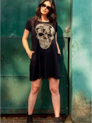 ESGOTADO - Vestido estiloso skull com strass