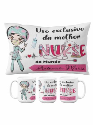 Kit Almofada + Caneca Personalizada Enfermeira