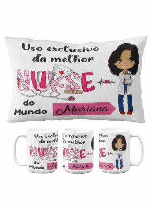 Kit Almofada + Caneca Personalizada Enfermeira