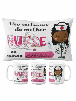 Kit Almofada + Caneca Personalizada Enfermeira