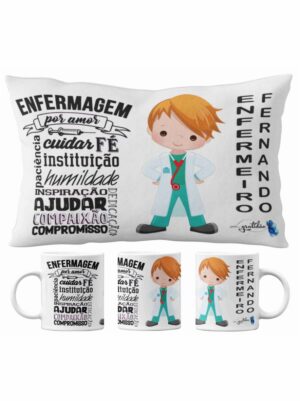 Kit Almofada + Caneca Personalizada Enfermeiro