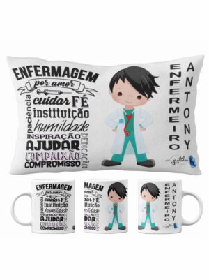 Kit Almofada + Caneca Personalizada Enfermeiro