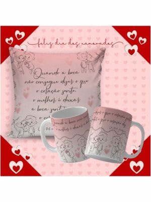 Kit Almofada + Caneca Personalizada Dia dos Namorados