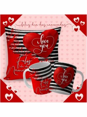 Kit Almofada + Caneca Personalizada Dia dos Namorados Love You