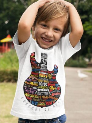 Camiseta infantil Guitarra Bandas - Rock Roll