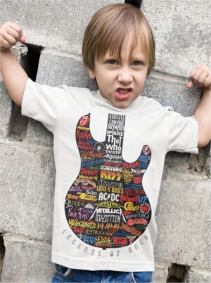 Camiseta infantil Guitarra Bandas - Rock Roll
