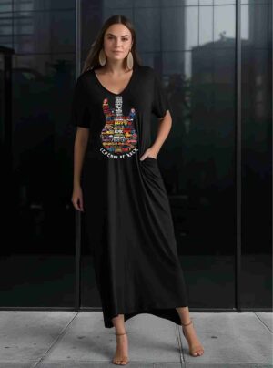 ESGOTADO - Vestido Mid Legend Of Rock - Decote V - veste do 40 ao 48