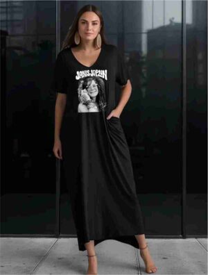 ESGOTADO - Vestido Mid Janis Joplin - Decote V - veste do 40 ao 48