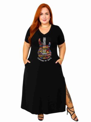 ESGOTADO - Vestido Long decote V - LEGENDS OF ROCK - Veste do 44 ao 50