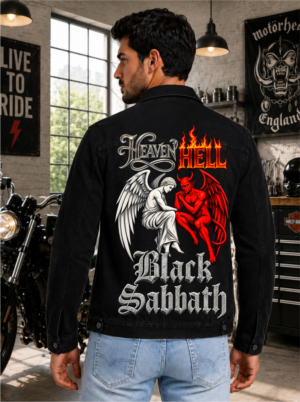 BLACK SABBATH HEAVEN HELL Jaqueta Jeans Sarja Masculina Super Premium com elastano