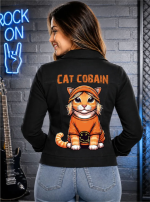 CAT COBAIN Jaqueta Jeans Sarja com Elastano