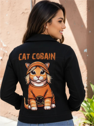 CAT COBAIN Jaqueta Jeans Sarja com Elastano