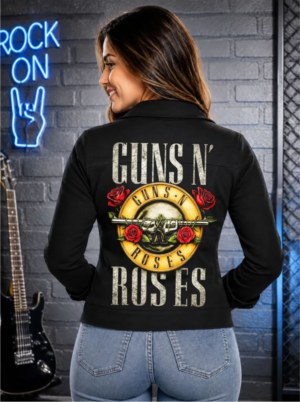 Jaqueta Jeans Sarja GUNS ROSES FLOWERS