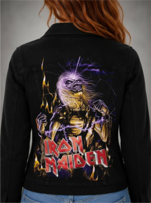 IRON MAIDEN LIVE AFTER DEATH Jaqueta Jeans Sarja com Elastano