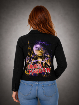 IRON MAIDEN LIVE AFTER DEATH Jaqueta Jeans Sarja com Elastano
