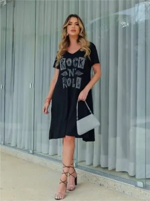 ESGOTADO - Vestido Rock N` Roll com pedrarias