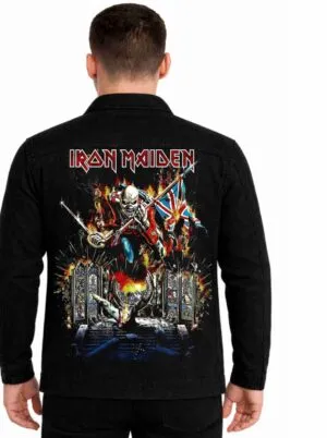 IRON MAIDEN TROOPER Jaqueta Jeans Sarja elastano Super Premium