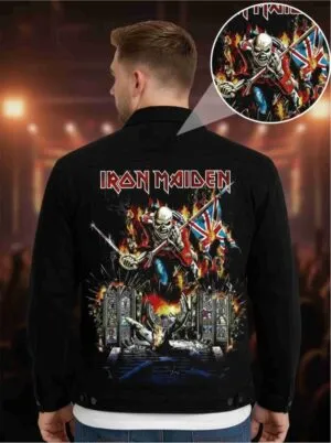 IRON MAIDEN TROOPER Jaqueta Jeans Sarja elastano Super Premium