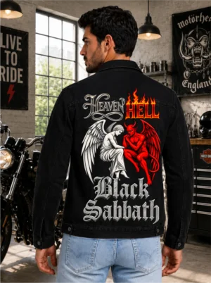 BLACK SABBATH HEAVEN HELL Jaqueta Jeans Sarja Masculina Super Premium com elastano