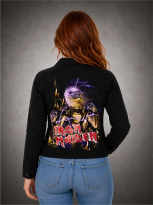 IRON MAIDEN LIVE AFTER DEATH  Jaqueta Jeans Sarja com Elastano