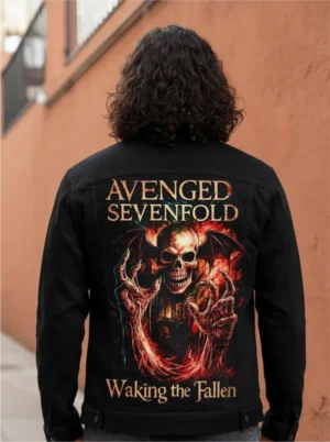 AVENGED SEVENFOLD  Jaqueta Jeans Sarja Masculina Super Premium com elastano