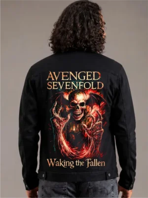 AVENGED SEVENFOLD  Jaqueta Jeans Sarja Masculina Super Premium com elastano