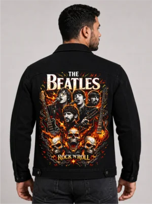 BANDA THE BEATLES Jaqueta Jeans Sarja Masculina Super Premium com elastano